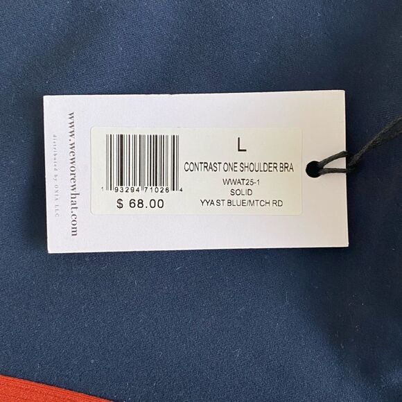 WeWoreWhat Contrast One Shoulder Sports Bra Blue Red Size Large NWT - Picture 12 of 12